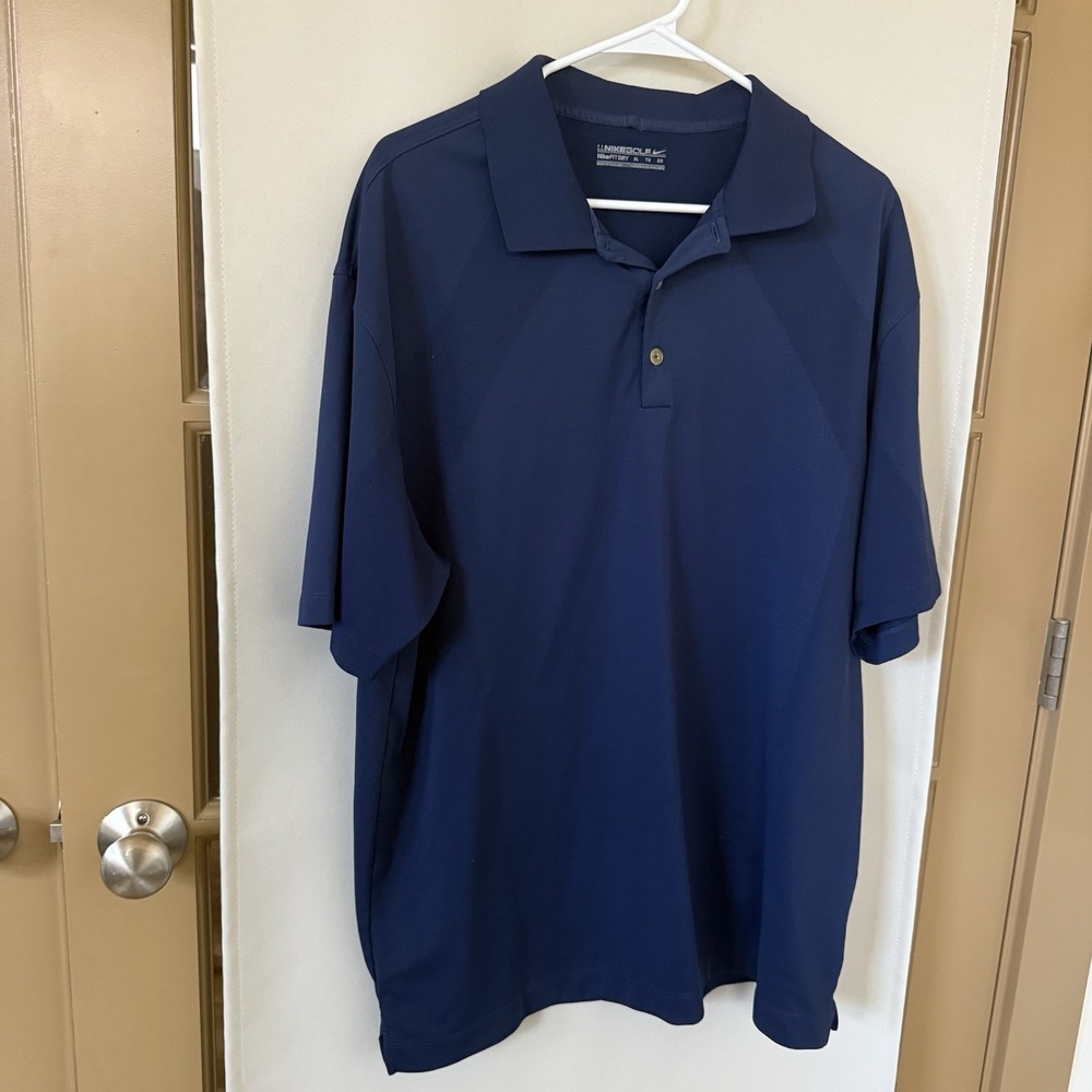 Nike Men's XL Navy Blue Fit Dry Golf Short Sleeve Polo Collar Shirt Top
